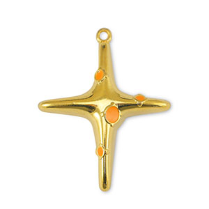Anh&auml;nger Metall DQ Cross Orange-Gold (Nickelfrei)