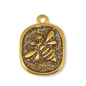 Anh&auml;nger Metall DQ Bee Glitter Topaz-Gold (Nickelfrei)