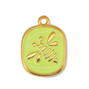 Anh&auml;nger Metall DQ Bee Lime Yellow-Gold (Nickelfrei)