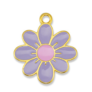 Anh&auml;nger Metall DQ Flower Lilac-Light Pink-Gold (Nickelfrei)