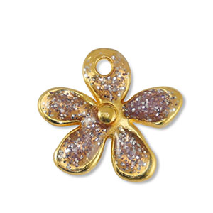 Anh&auml;nger Metall DQ Flower Glitter Lilac-Gold (Nickelfrei)