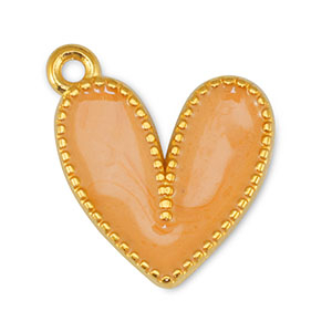 Anh&auml;nger Metall DQ Heart Pearl Light Orange-Gold (Nickelfrei)