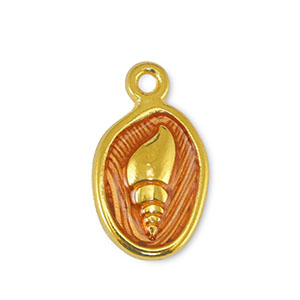 Anh&auml;nger Metall DQ Shell Transparant Orange-Gold (Nickelfrei)