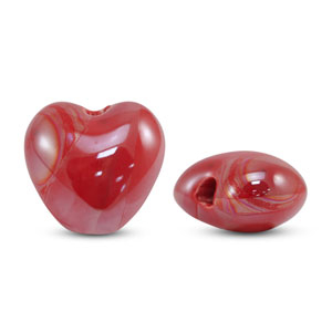 Perlen Griechische Keramik DQ Heart Red