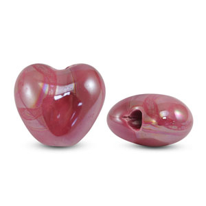 Perlen Griechische Keramik DQ Heart Fuchsia