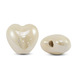 Perlen Griechische Keramik DQ Heart Off white