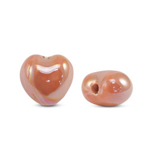 Perlen Griechische Keramik DQ Heart Orange