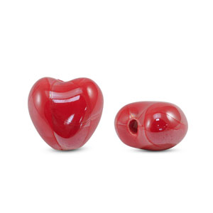 Perlen Griechische Keramik DQ Heart Red