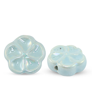 Keramik Perlen Flower Light blue