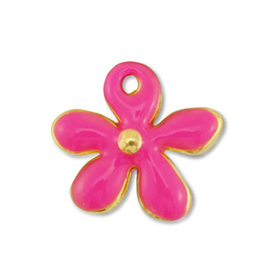 Anh&auml;nger Metall DQ Flower Gold-fuchsia (Nickelfrei)