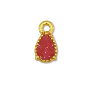 Anh&auml;nger Metall DQ Drop Gold-glitter red rose (Nickelfrei)