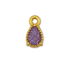 Anh&auml;nger Metall DQ Drop Gold-glitter purple (Nickelfrei)