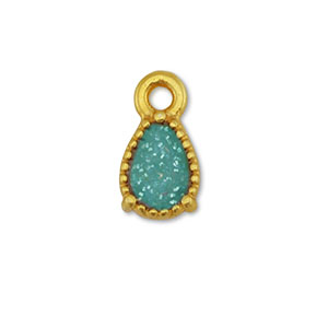 Anh&auml;nger Metall DQ Drop Gold-glitter turquoise (Nickelfrei)