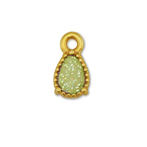 Anh&auml;nger Metall DQ Drop Gold-glitter light green (Nickelfrei)