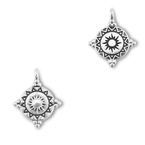 Anh&auml;nger Metall DQ Round with Sun Antik silber (Nickelfrei)