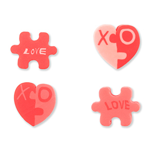 Perlen Polymer Puzzle/Hearts Coral pink