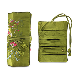 Schmuck-Reiseetui with Flowers Olive green