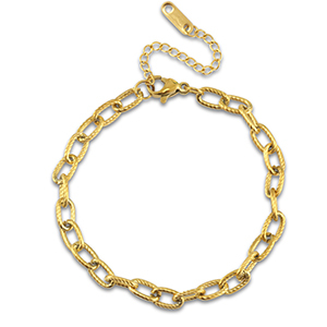 Stainless Steel - Rostfrei Stahl Gliederarmband Twisted Gold