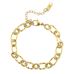 Stainless Steel - Rostfrei Stahl Gliederarmband Twisted Gold