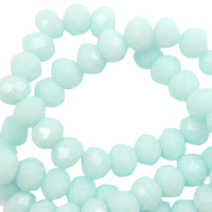 Facetten Top Glas Perlen 6x4mm Rondellen Bleached aqua blue-high shine coating