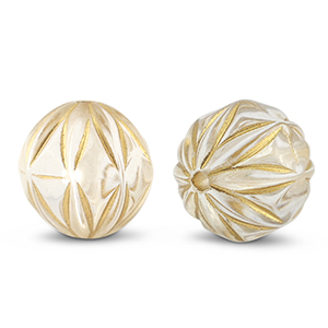 Perlen Acryl Round with Flower Transparent-gold