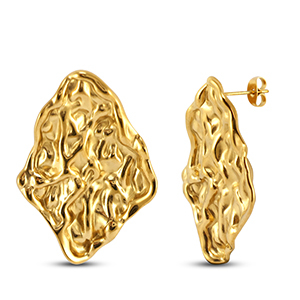 Stainless Steel - Rostfrei Stahl Ohrringe / Ohrstecker Irregular Gold