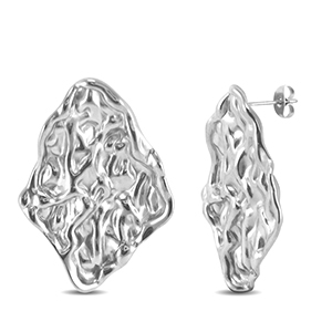 Stainless Steel - Rostfrei Stahl Ohrringe / Ohrstecker Irregular Silver
