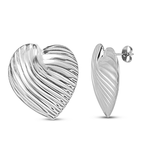 Stainless Steel - Rostfrei Stahl Ohrringe / Ohrstecker Heart Silver