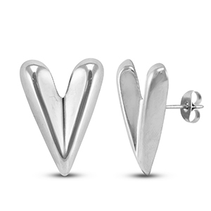 Stainless Steel - Rostfrei Stahl Ohrringe / Ohrstecker Heart Silver