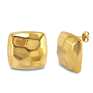 Stainless Steel - Rostfrei Stahl Ohrringe / Ohrstecker Square Gold