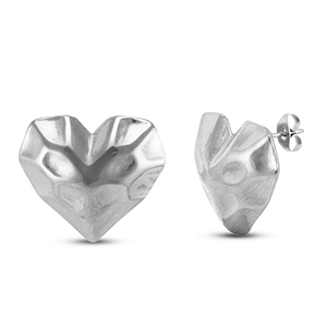 Stainless Steel - Rostfrei Stahl Ohrringe / Ohrstecker Heart Silver