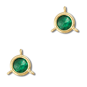 Zwischenst&uuml;cke Kristallglas Round Emerald green-gold