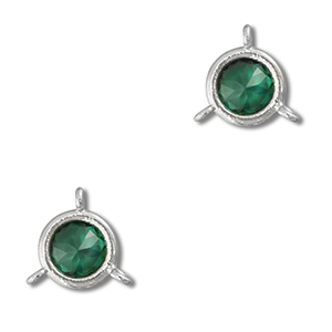 Zwischenst&uuml;cke Kristallglas Round Emerald green-silver