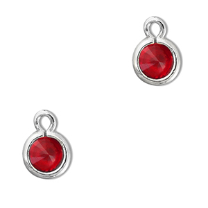 Anh&auml;nger aus Kristallglas Round Red-silver