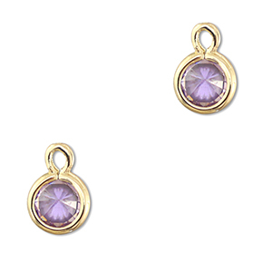 Anh&auml;nger aus Kristallglas Round Light lilac-gold