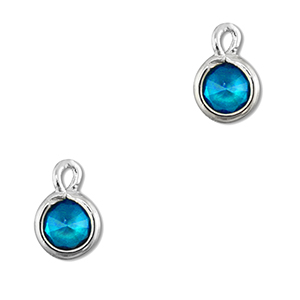 Anh&auml;nger aus Kristallglas Round Blue-silver