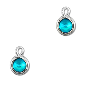 Anh&auml;nger aus Kristallglas Round Aquamarine blue-silver