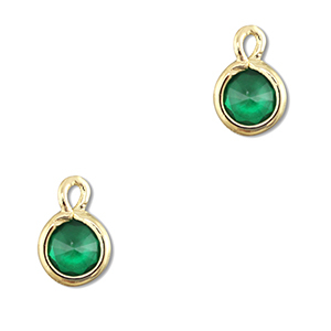 Anh&auml;nger aus Kristallglas Round Emerald green-gold