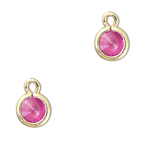 Anh&auml;nger aus Kristallglas Round Dark pink-gold