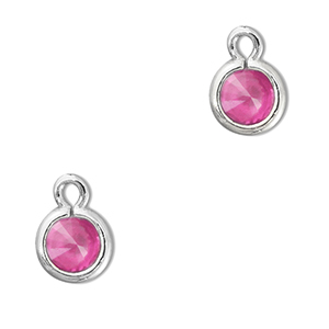 Anh&auml;nger aus Kristallglas Round Dark pink-silver