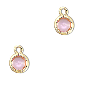 Anh&auml;nger aus Kristallglas Round Light pink-gold