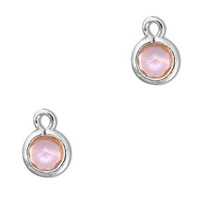 Anh&auml;nger aus Kristallglas Round Light pink-silver