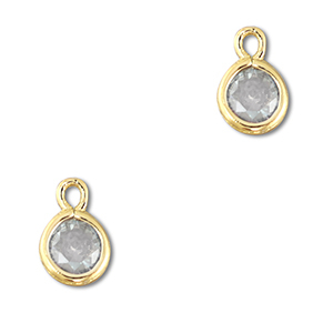 Anh&auml;nger aus Kristallglas Round Light grey-gold