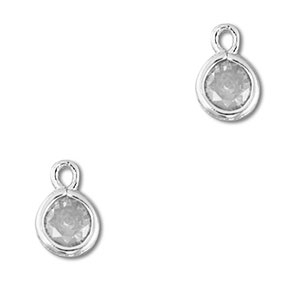 Anh&auml;nger aus Kristallglas Round Light grey-silver