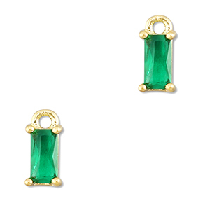 Anh&auml;nger aus Kristallglas Rectangle Emerald green-gold