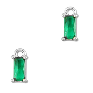 Anh&auml;nger aus Kristallglas Rectangle Emerald green-silver