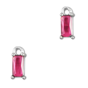 Anh&auml;nger aus Kristallglas Rectangle Dark pink-silver