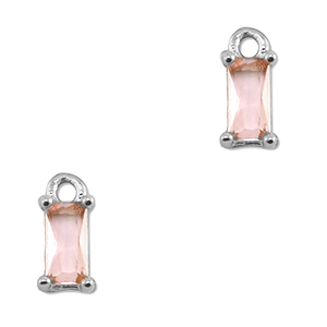 Anh&auml;nger aus Kristallglas Rectangle Light pink-silver