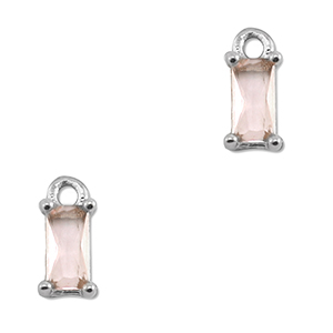 Anh&auml;nger aus Kristallglas Rectangle Peach-silver