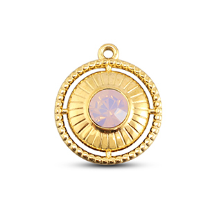 BY31&reg; Anh&auml;nger aus Stainless Steel - Rostfreiem Stahl Rount with Ring Gold-soft pink opal